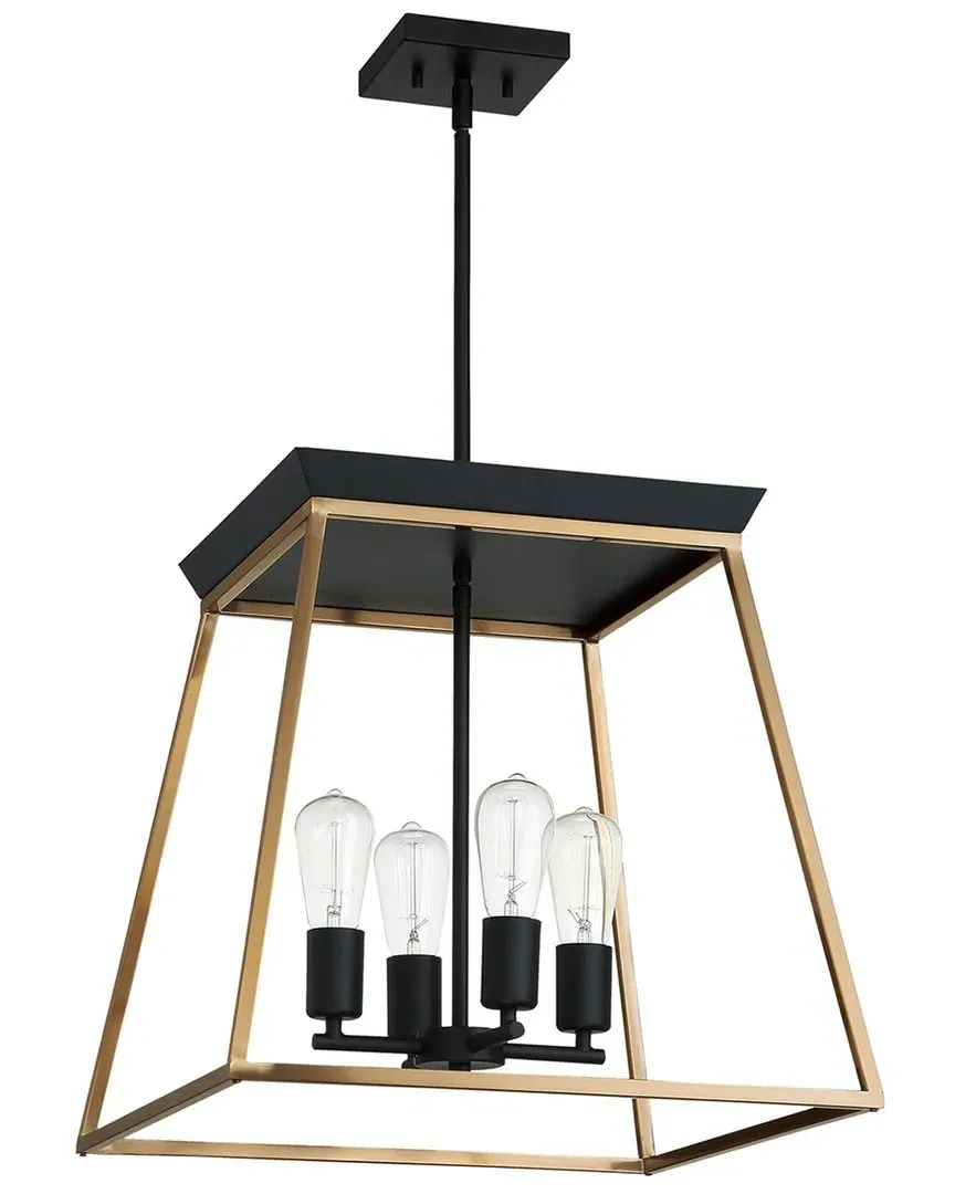 Paulino 4 Light Open Frame Pendant - Brushed Gold, Metal