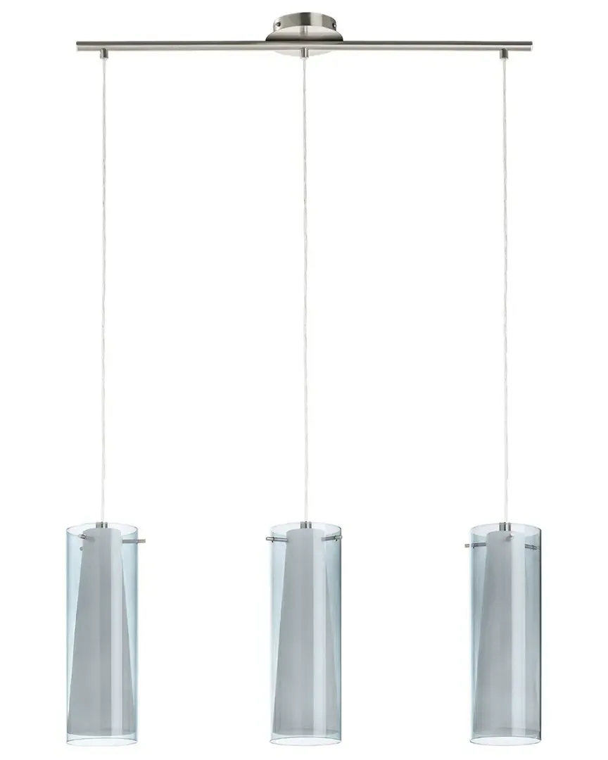 Pinto Nero 3 Light Linear Pendant - Matte Nickel, Glass