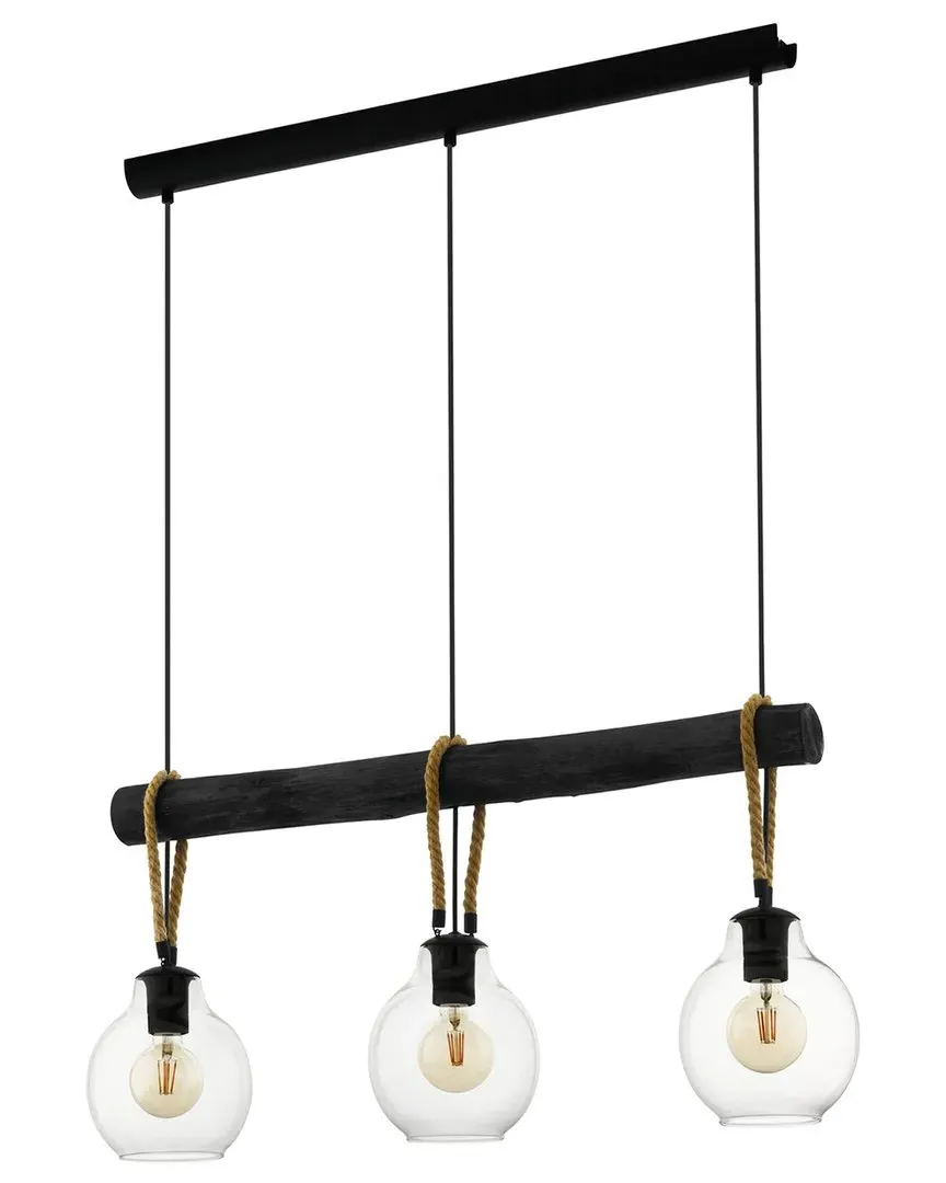 Roding 3 Light Linear Pendant - Black, Steel