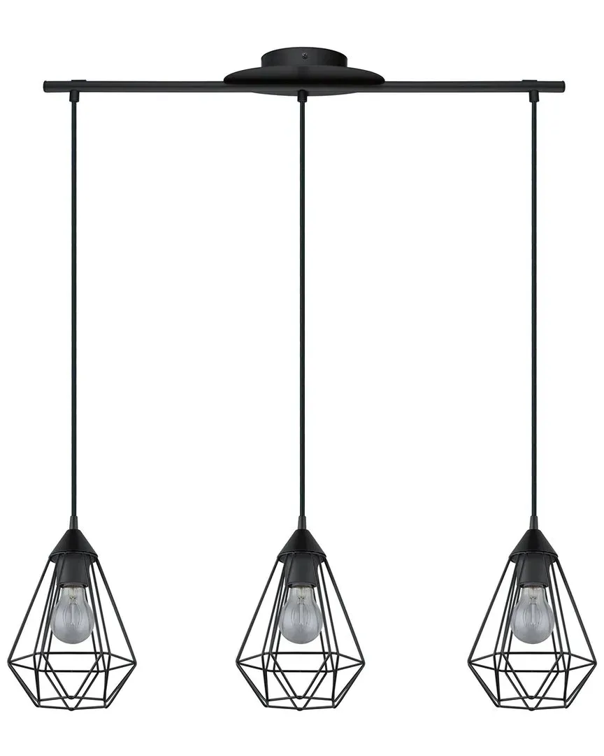 Tarbes 3 Light Geometric Pendant - Matte Black, Steel