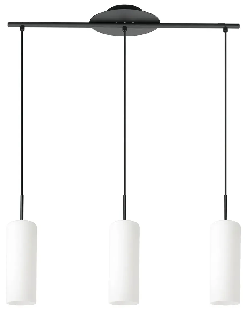 Troy 3 Linear Pendant Light - Structured Black, Opal Glass
