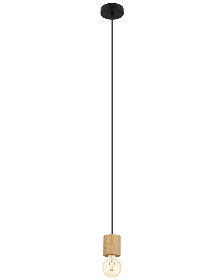 Turialdo 1 Light Open Bulb Pendant - Black, Natural Wood