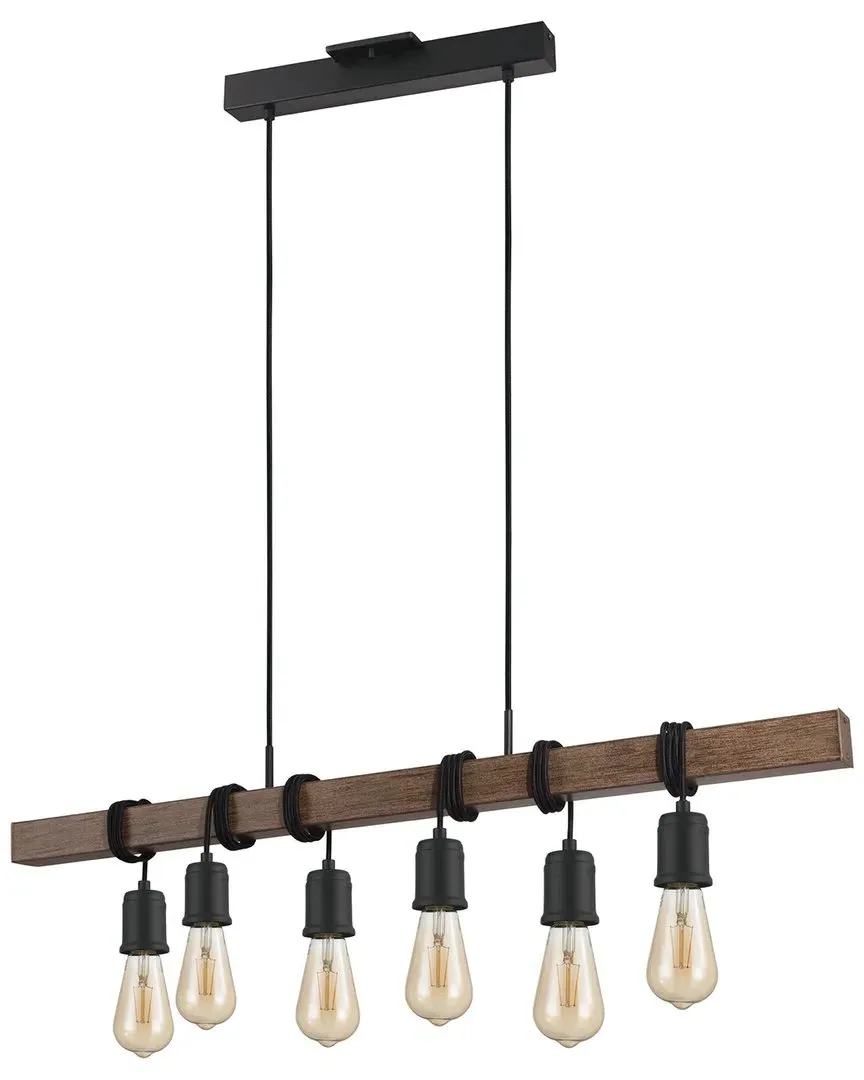 Violon 6 Light Linear Pendant - Black, Dark Brown