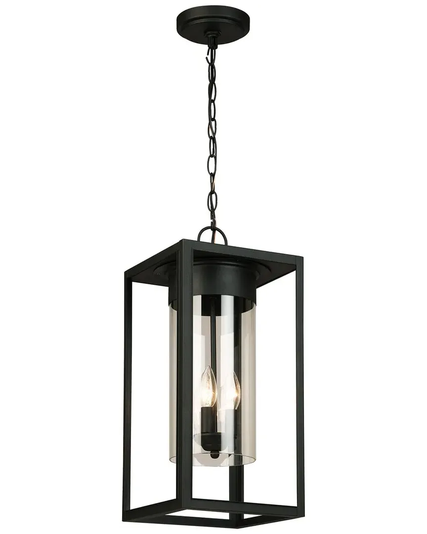 Walker Hill 3 Light Outdoor Pendant - Matte Black, Glass image