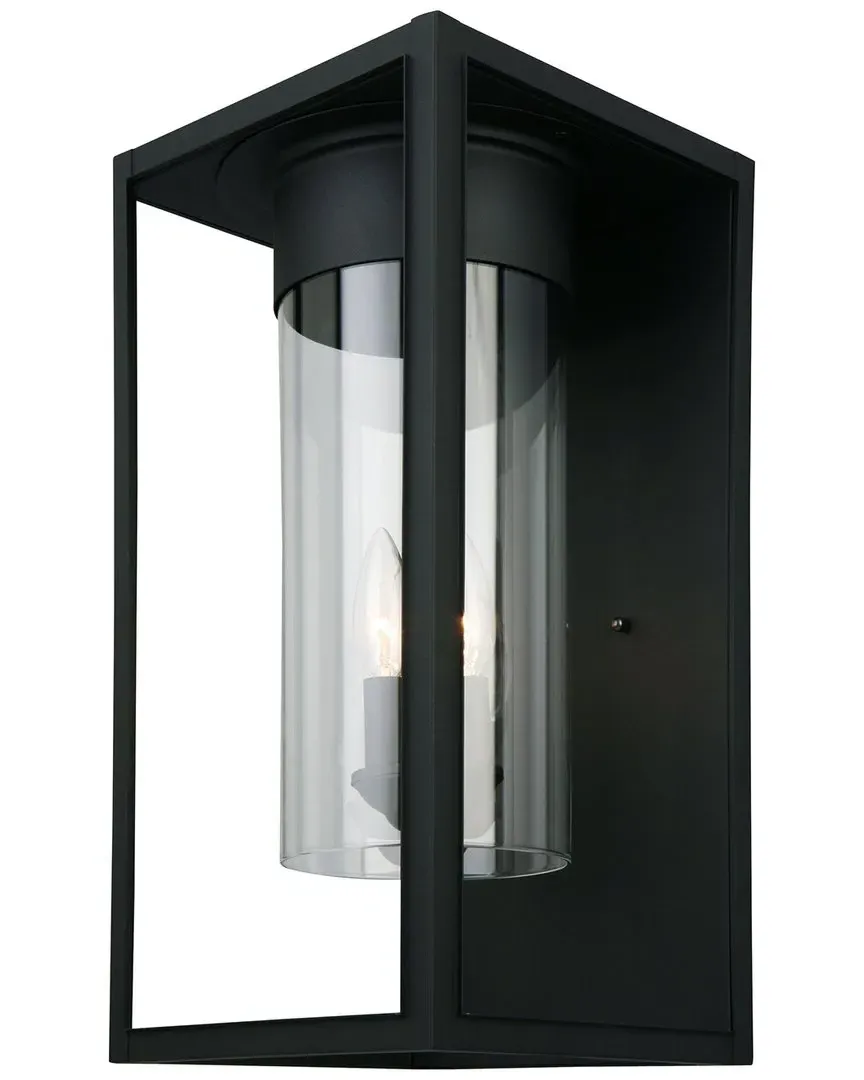 Walker Hill 3 Light Outdoor Wall Light - Matte Black, Glass