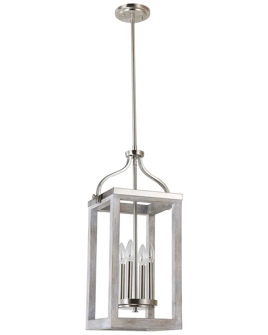 Westbury 4 Light Open Frame Pendant - Brown, Acacia Wood
