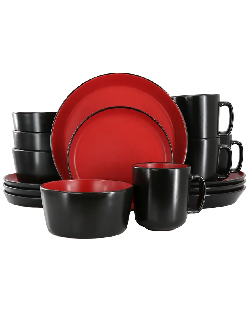 Bacarra 16-Piece Dinnerware Set - Red, Stoneware
