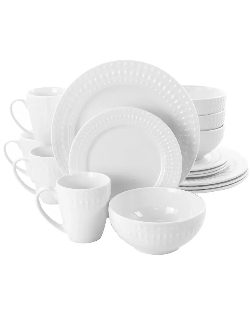Cara 16pc Round Dinnerware Set - White, Porcelain