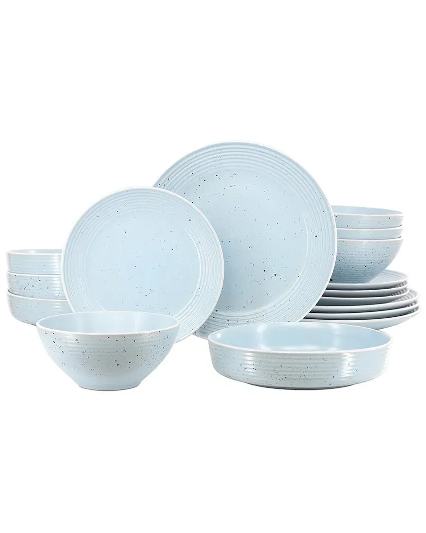 Emilia 16pc Double Bowl Dinnerware Set - Light Blue, Stoneware image