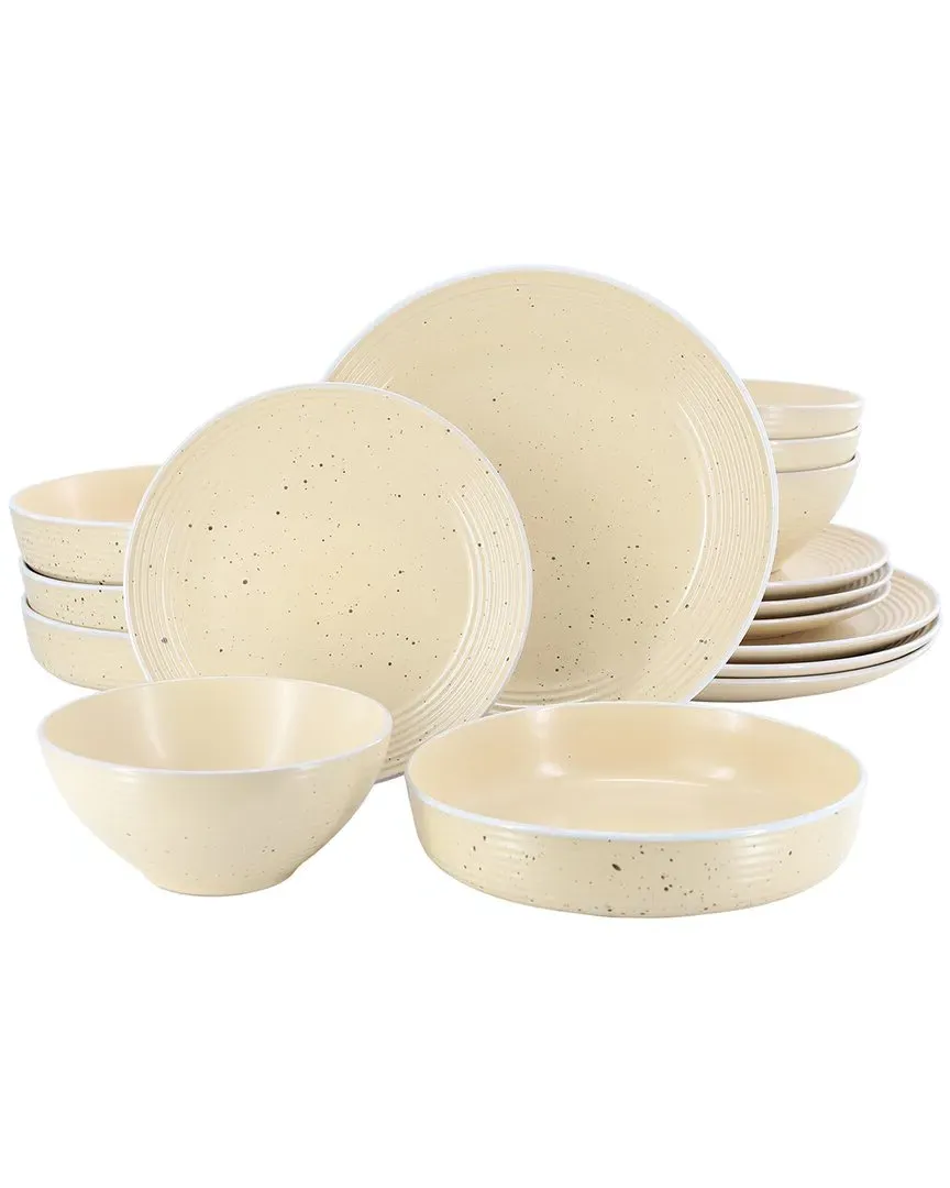 Emilia 16pc Double Bowl Dinnerware Set - Yellow, Stoneware
