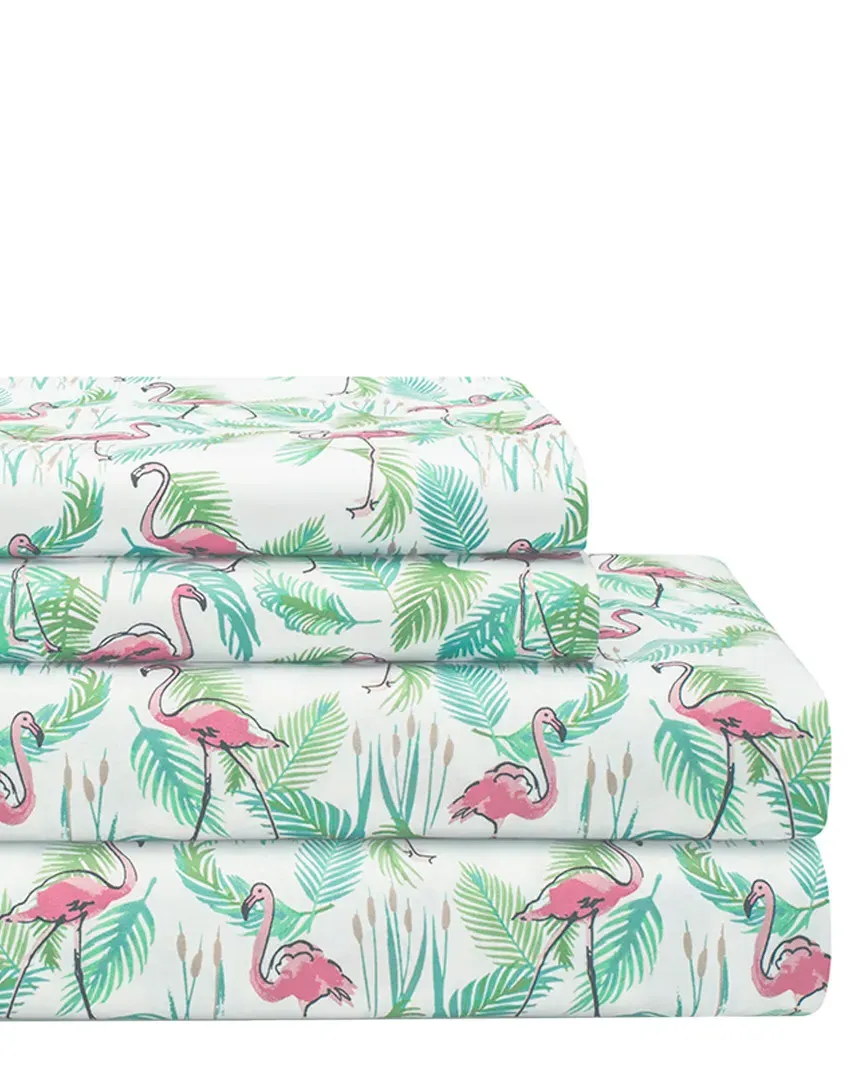 Coastal Print Sheet Set - Flamingo Paradise Pink, Polyester image