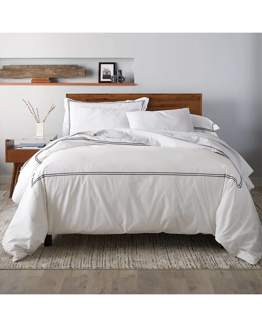 3 Piece Duvet Set with Satin Stitching - Black, Cotton image