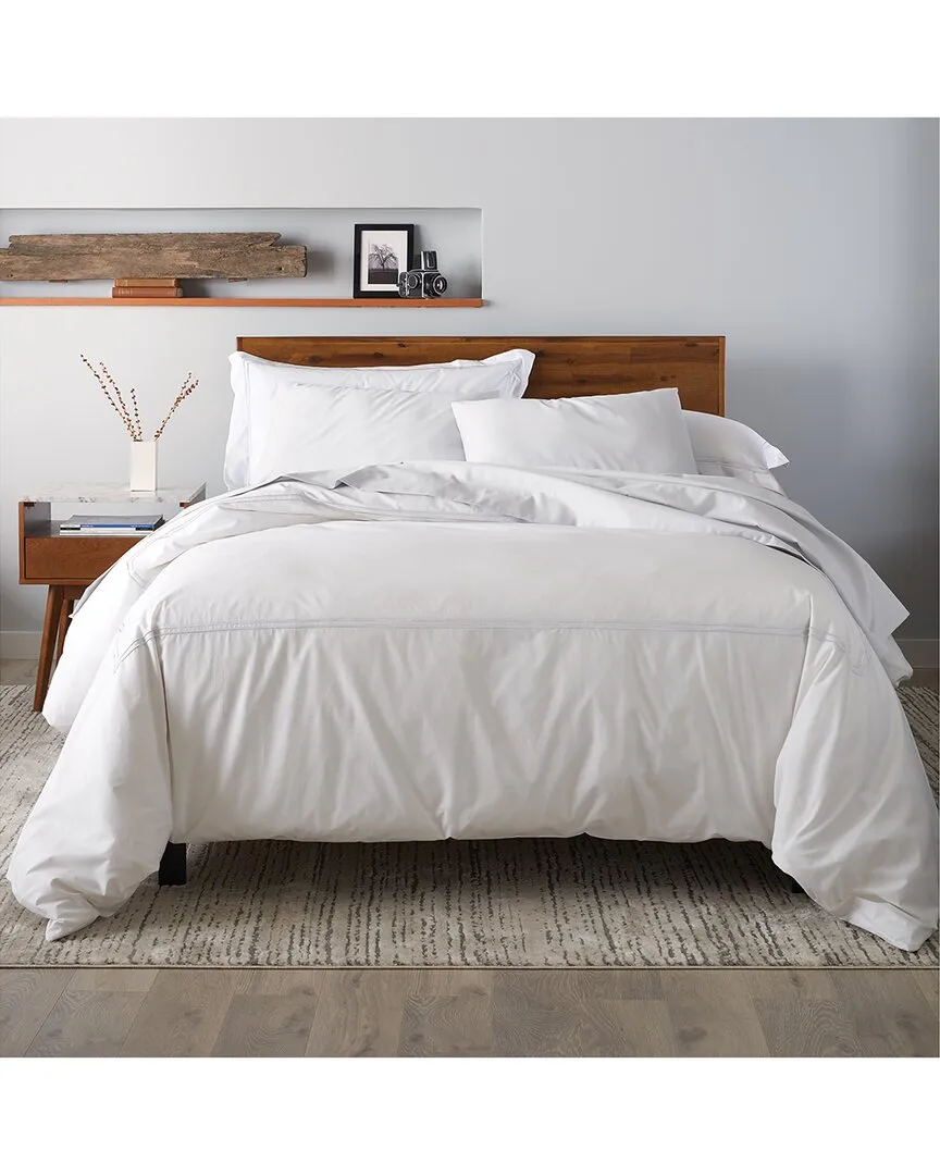 3 Piece Duvet Set with Satin Stitching - White, Cotton