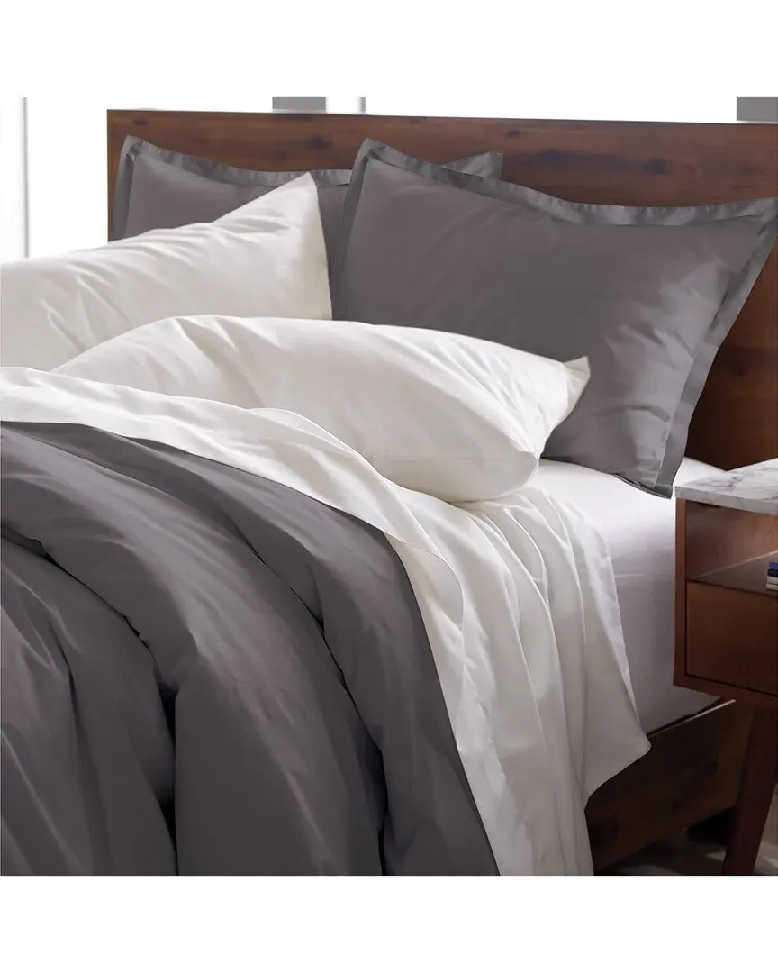 500 Thread Count Cotton Sateen Duvet Cover Set - Charcoal