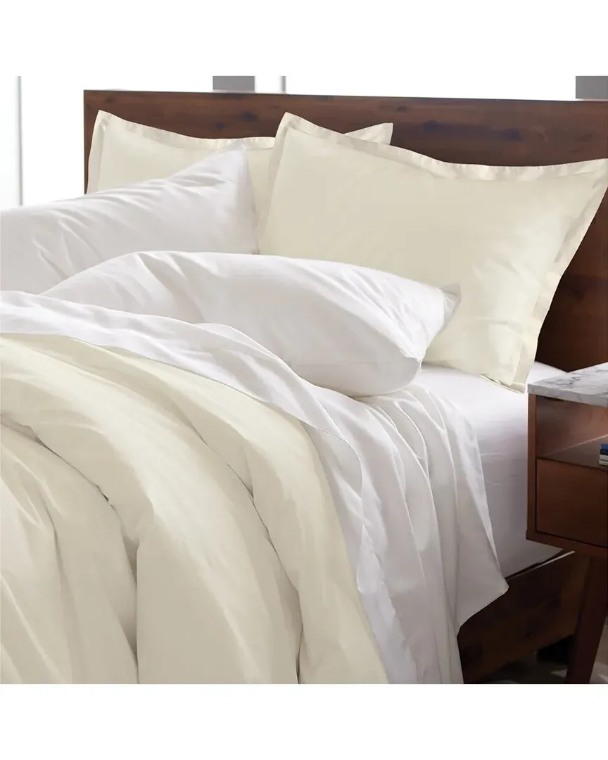 500 Thread Count Cotton Sateen Duvet Cover Set - Cream image