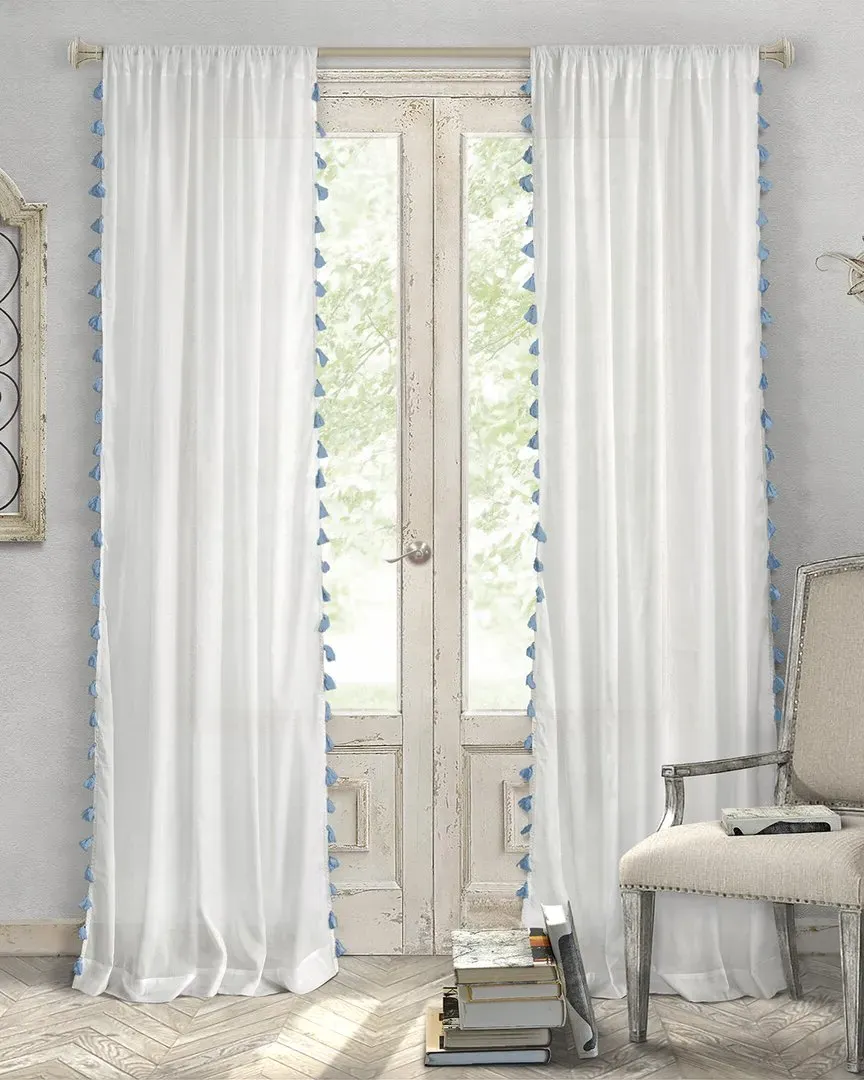 Bianca Window Curtain Panel - Blue, Cotton image