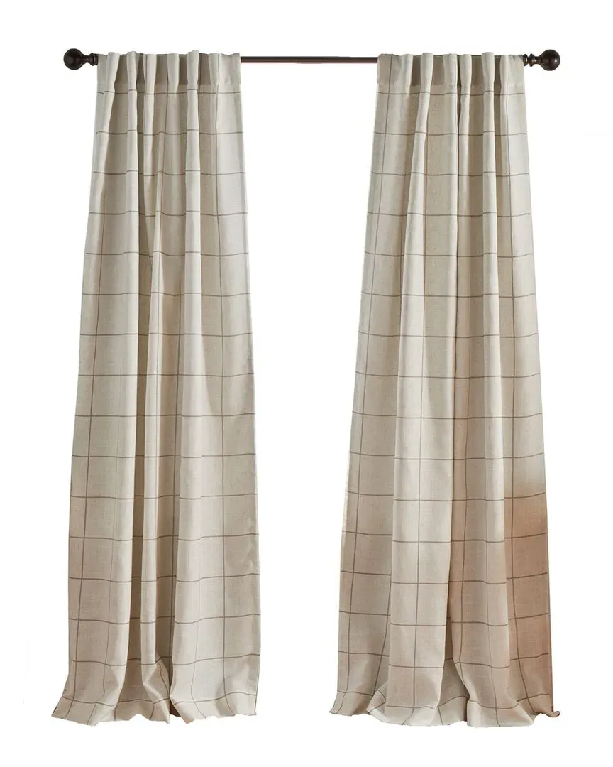 Brighton Windowpane Plaid Blackout Window Curtain - Beige