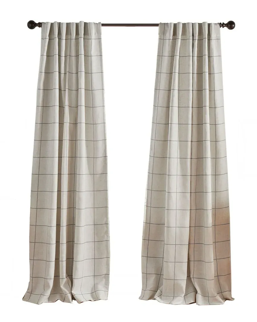 Brighton Windowpane Plaid Blackout Window Curtain - Grey