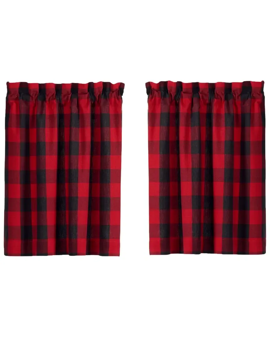 Elrene Buffalo Check Window Curtain Tiers - Red, Cotton image