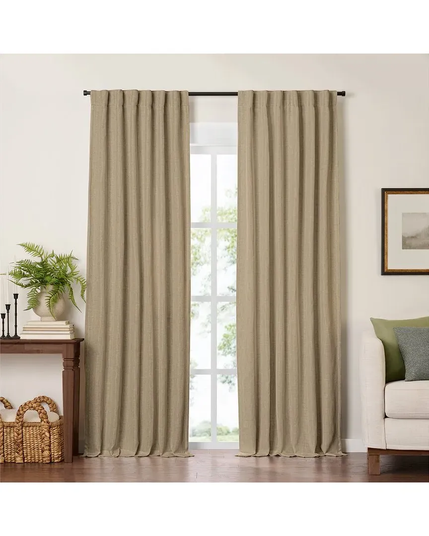 Harrow Solid Texture Blackout Curtain Panel - Linen
