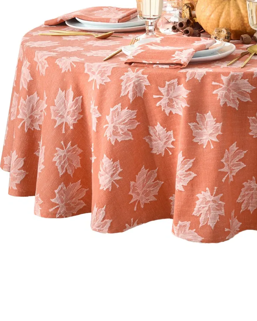 Falling Leaves Round Jacquard Tablecloth - Sienna, Cotton