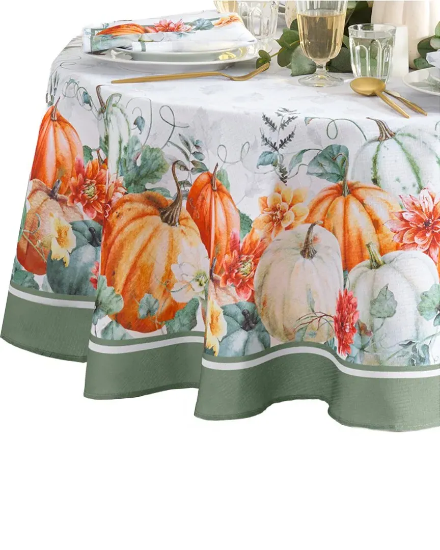 Pumpkin Harvest Vine Round Tablecloth - Multicolor, Polyester image