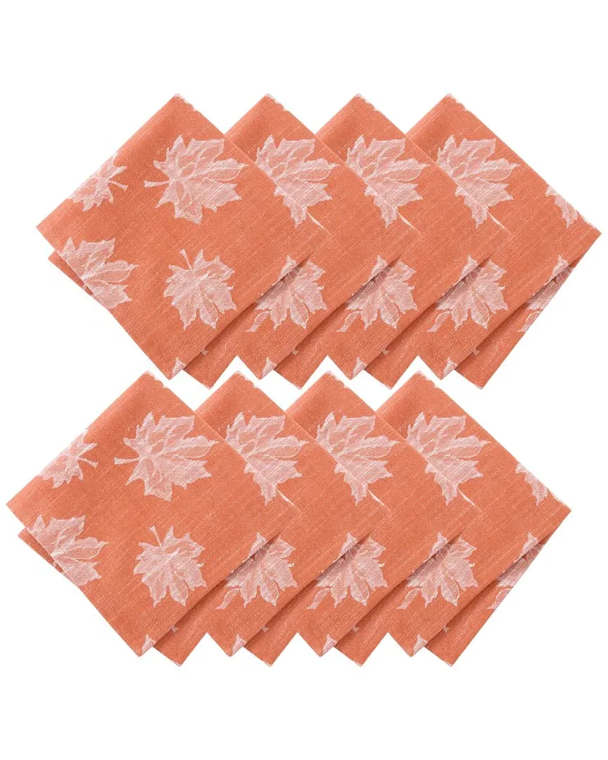 Set of 8 Falling Leaves Jacquard Napkins - Sienna, Cotton