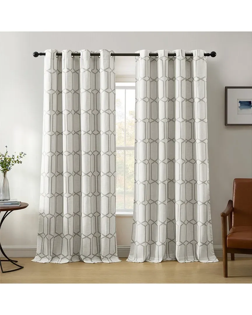 Kaiden Geometric Room Darkening Window Curtain - Grey