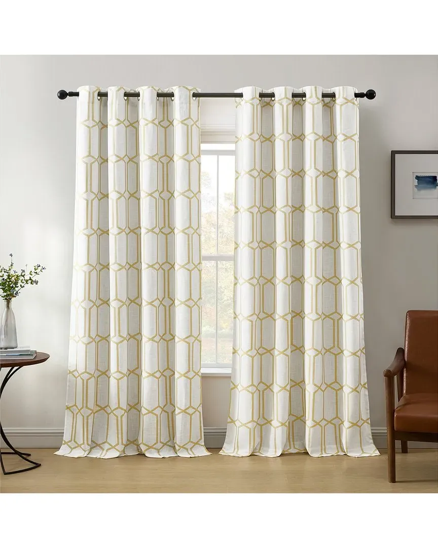Kaiden Geometric Room Darkening Window Curtain - Light Gold