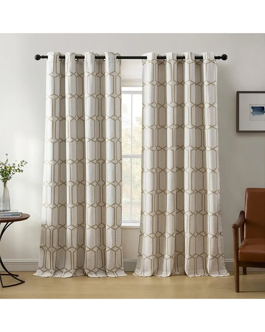 Kaiden Geometric Room Darkening Window Curtain - Taupe