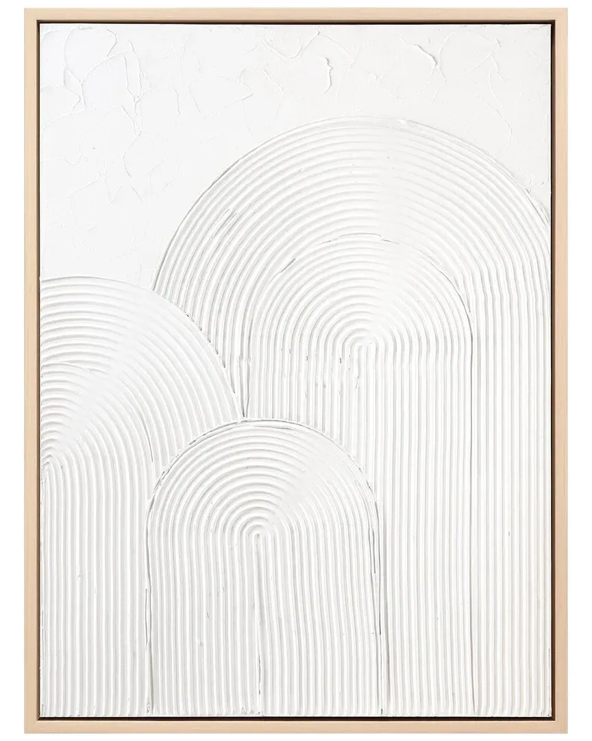 Arc Harmony Hand-Painted Framed Canvas Wall Art - White