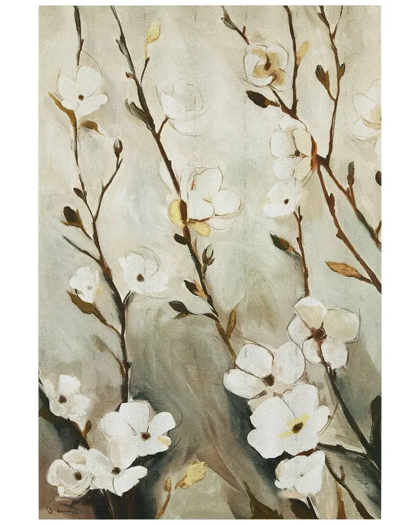 Blossoming Tranquility Floral Canvas Wall Art - Gold Shagreen image