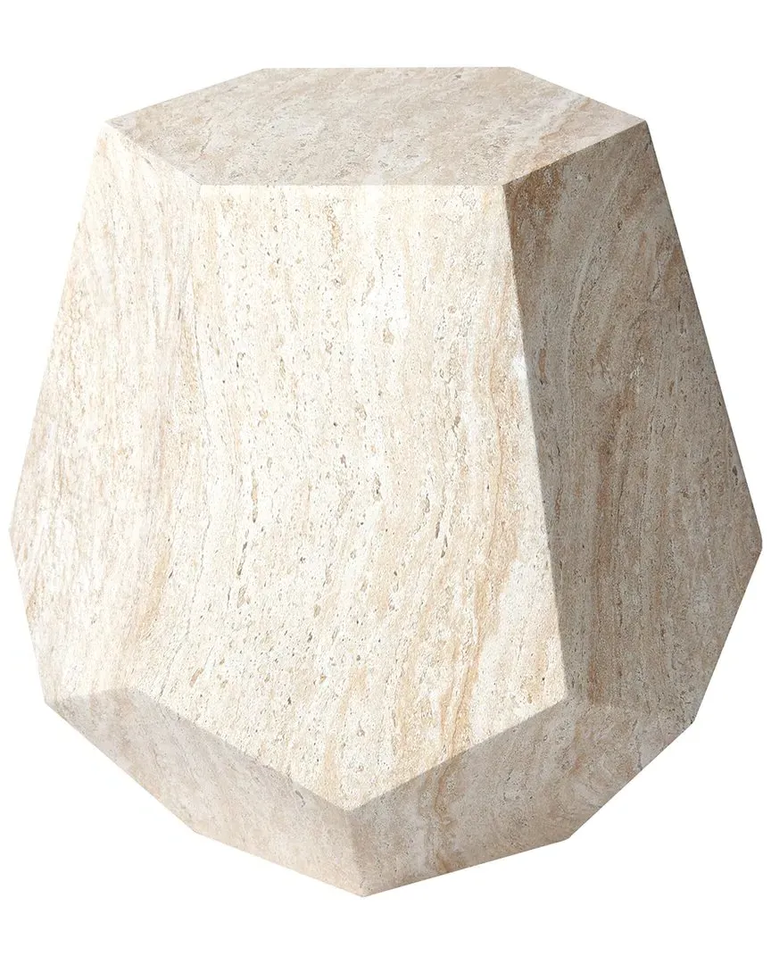 Celestial Harmony Hexagonal Side Table - Beige, Travertine