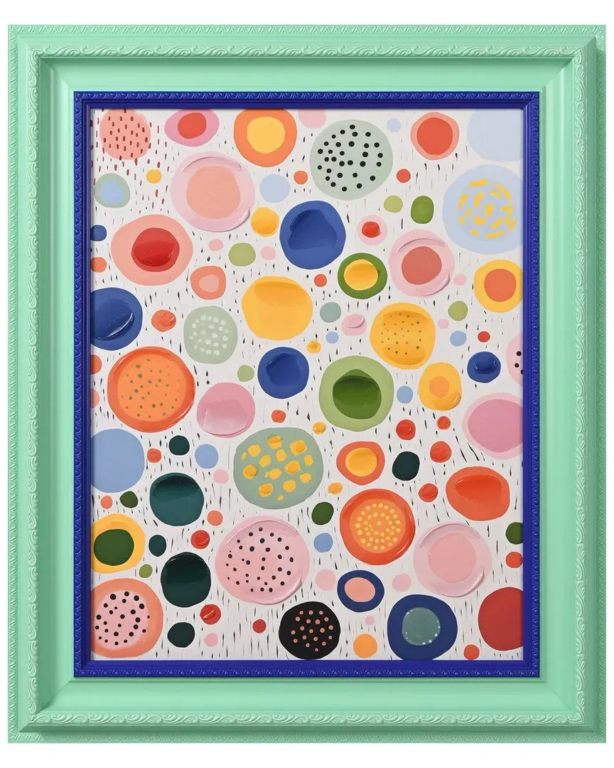 Colorful Sphere Harmony Hand-Painted Canvas Wall Art with Baroque Frame image