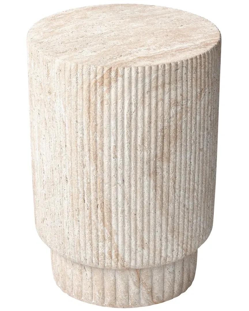 Elysian Union Round Side Table - Beige, Travertine