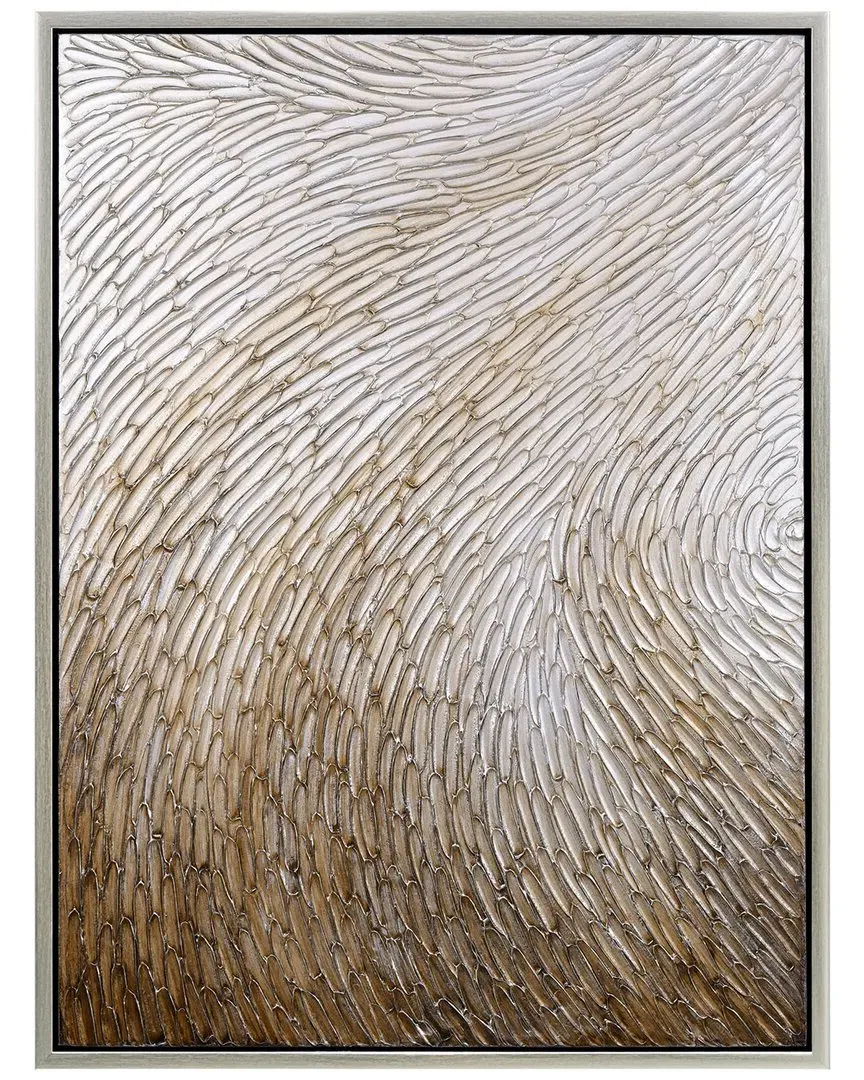 Gold Waves II Textured Metallic Hand-Painted Framed Canvas Wall Art image