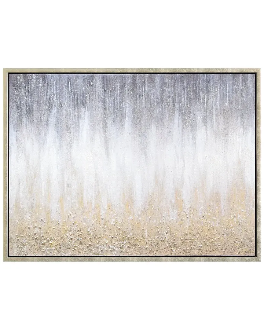 Golden Cascade Textured Glitter Hand-Painted Canvas Wall Art