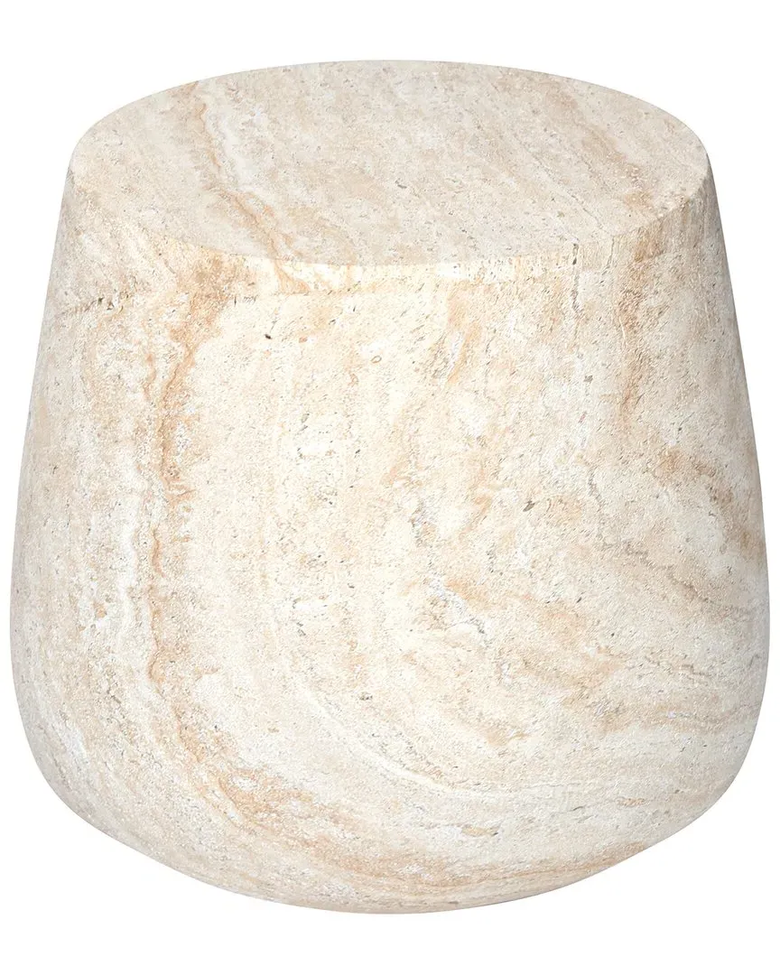 Golden Glow Round Side Table - Beige, Travertine