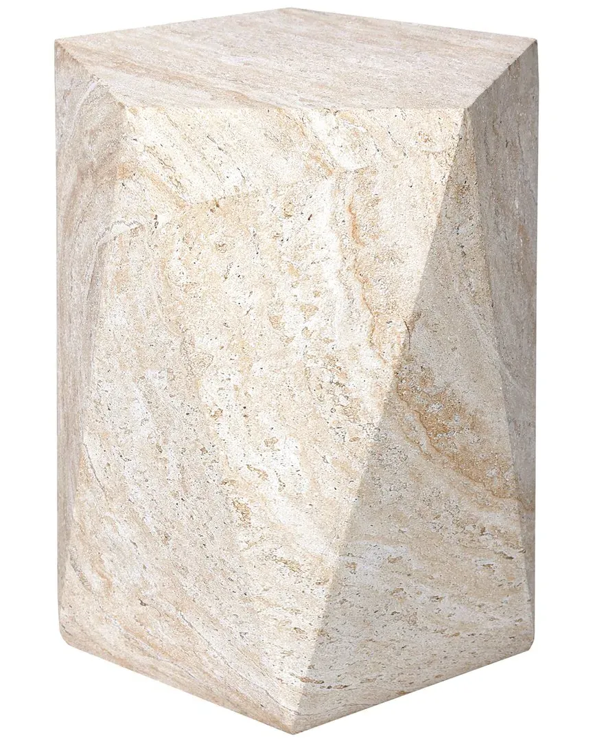 Luminous Harmony Pentagon Side Table - Beige, Travertine