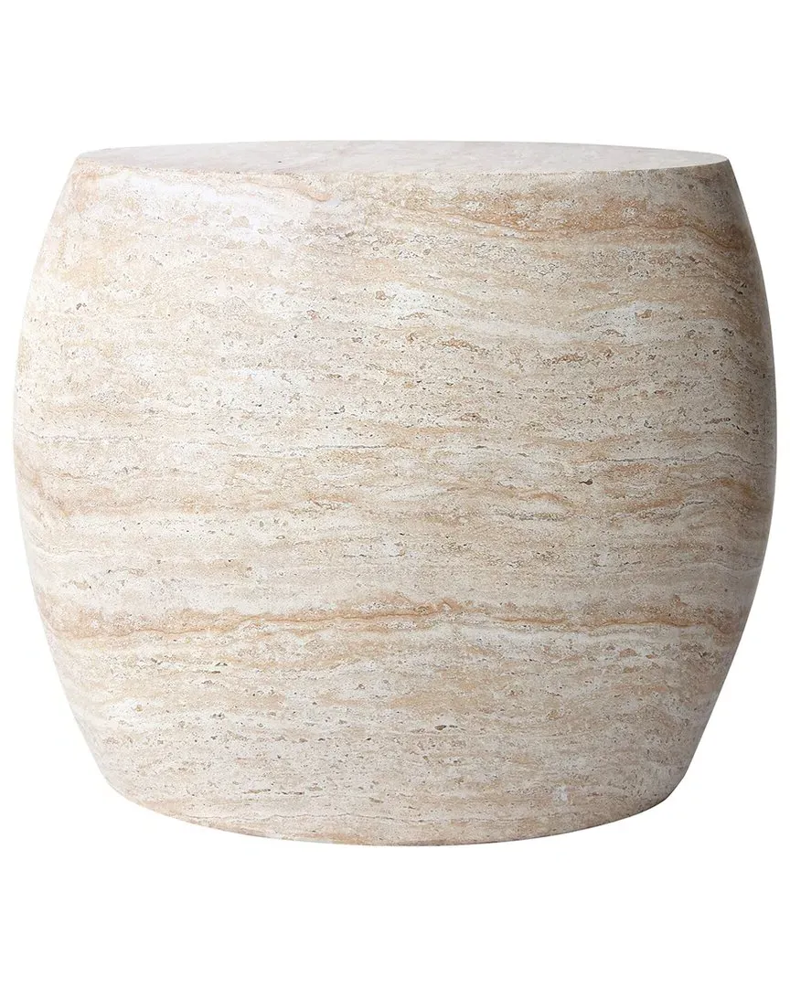 Luna Elegance Oval Side Table - Beige, Travertine