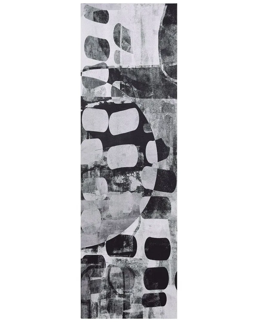 Monochrome Abstract Panel II Canvas Wall Art - Silver Shagreen