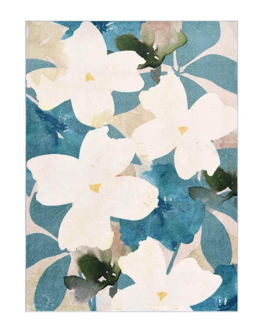 Peach Teal Floral Hand Washable Area Rug - Multicolor, Polyester image