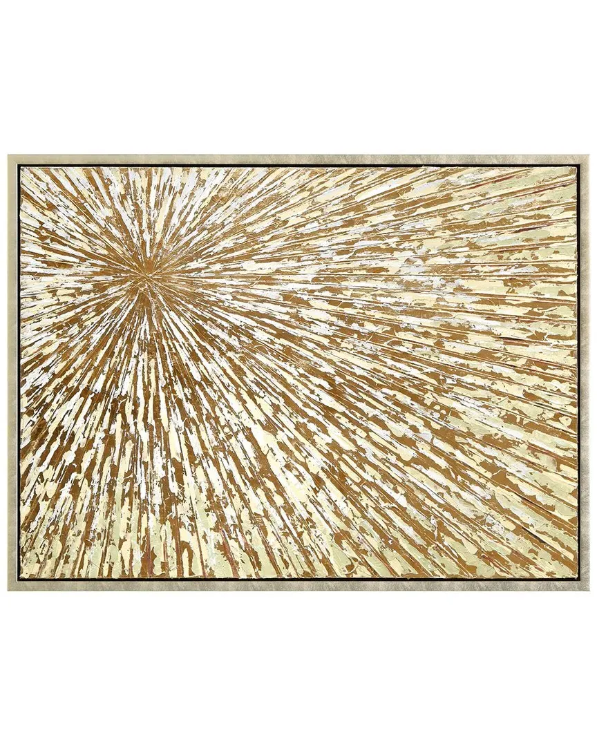 Radiant Burst Hand-Painted Framed Canvas Wall Art - Gold image