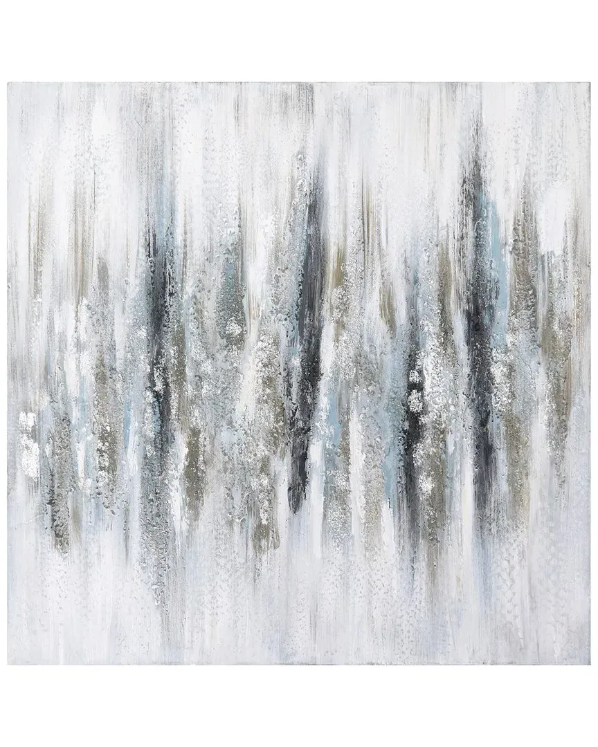 Silver Echoes Textured Hand-Painted Canvas Wall Art - Silver image