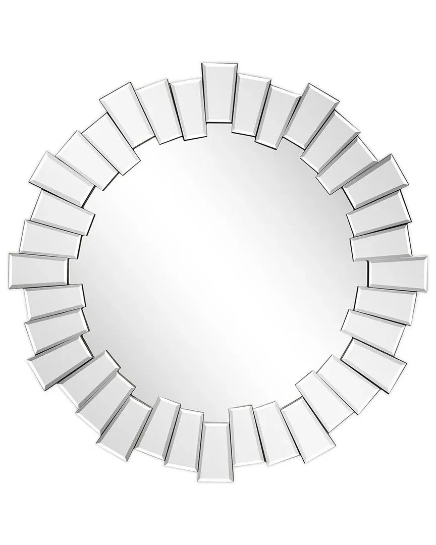 Traverse Round Wall Mirror with Beveled Accents - Black