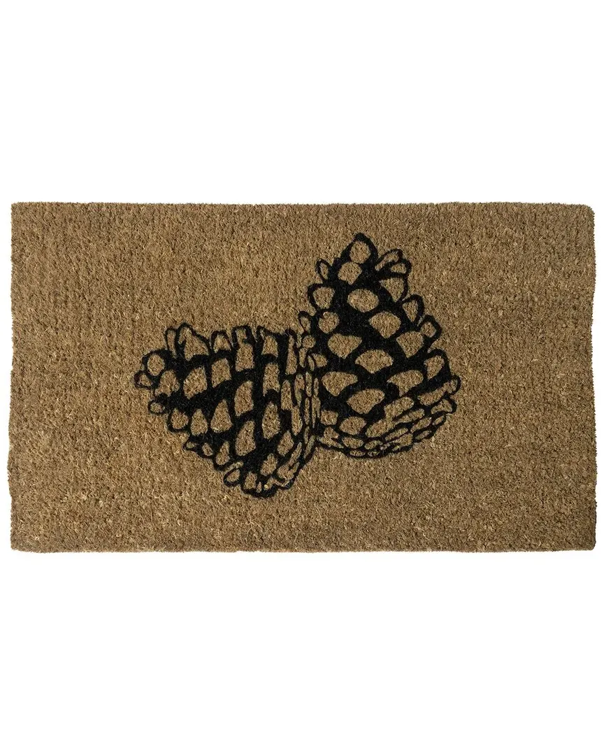 Pine Cones Handwoven Doormat - Black, Coconut Fiber image