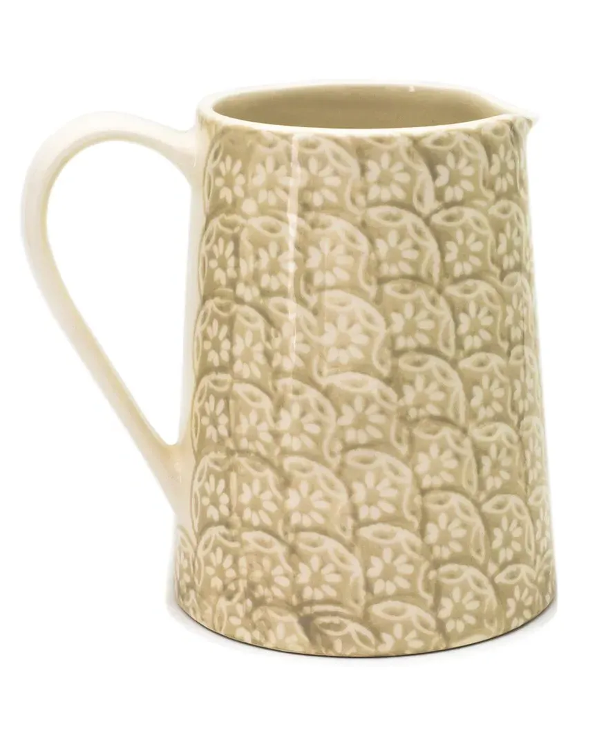 Chloe Floral Accent Pitcher - Beige, Ceramic