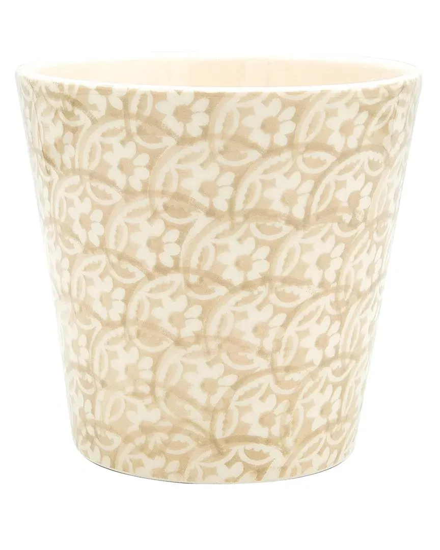 Chloe Floral Accent Planter - Beige, Ceramic