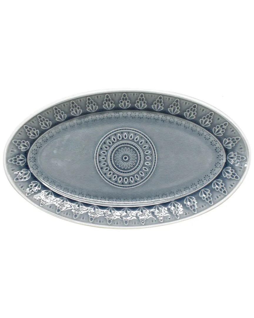 Euro Ceramica Fez Oval Platter - Grey, Stoneware image