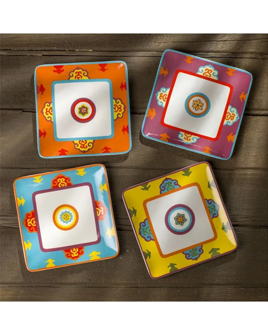 Galicia Set of 4 Square Canape Plates - Multicolor image